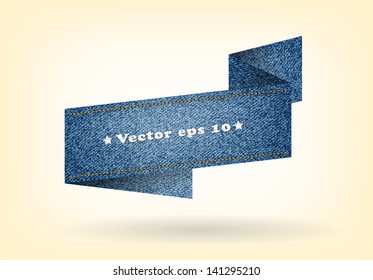 Jeans labels or badges and ribbon retro style, Vector illustration template design