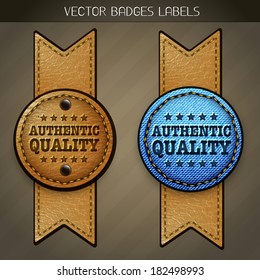 jeans and leather authentic quality label design vector 