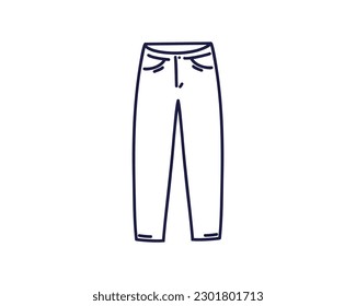 Jeans, line drawing, doodle vector illustration