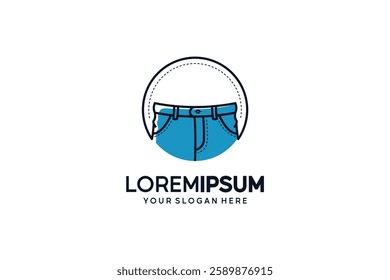 Jeans logo design in simple bold line style. Fashion symbol vector logo