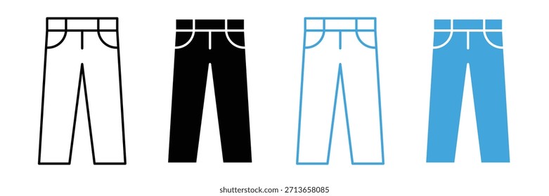 Calça Jeans ícone set. ilustração vetorial 