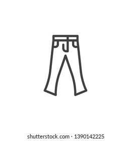 Jeans pants line icon. linear style sign for mobile concept and web design. Trousers outline vector icon. Symbol, logo illustration. Pixel perfect vector graphics