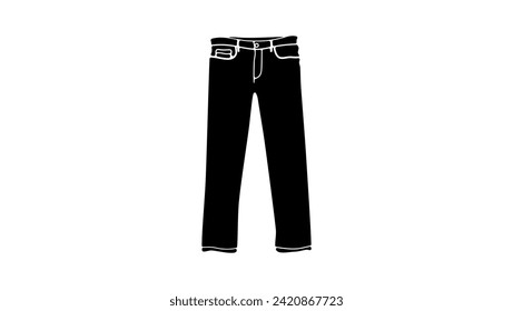 jeans pants sign, black isolated silhouette