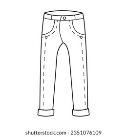 Jeans pants vector line illustration