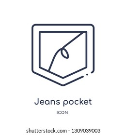 jeans pocket icon from sew outline collection. Thin line jeans pocket icon isolated on white background.