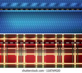 Jeans and Scottish cell texture background