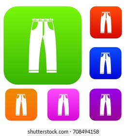 Jeans set icon in different colors isolated vector illustration. Premium collection