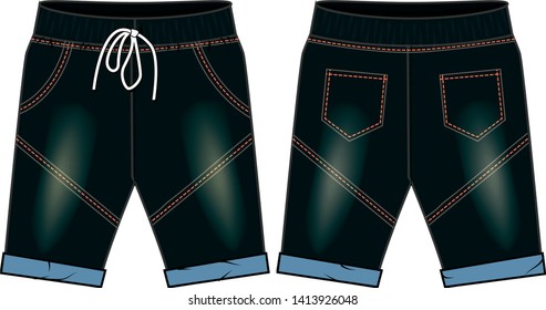 jeans shorts cargo style vector template