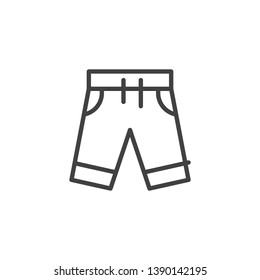 Jeans shorts line icon. linear style sign for mobile concept and web design. Casual shorts with pockets outline vector icon. Symbol, logo illustration. Pixel perfect vector graphics