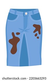 Jeans skirt Dirty Clothes. Vector illustration