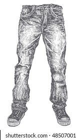 jeans and sneakers. vector illustration
