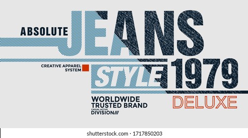 Jeans style stylish typography slogan for t-shirt. Leader The New Generation. Abstract design with the lines and denim style. Vector print, typography, poster. Global swatches.