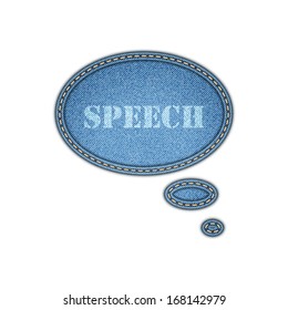 Jeans texture background. Speech bubble stickers.