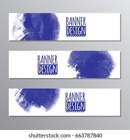 Jeans texture banner isolated on white background. Design elements. Blue fabric pattern.