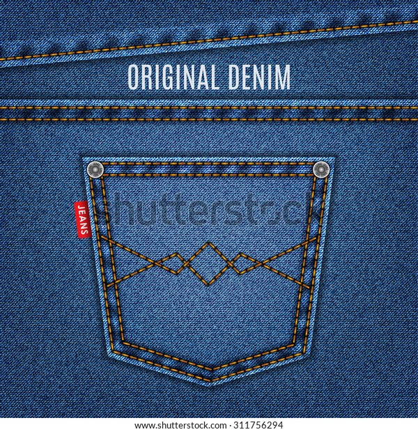 Jeans Texture Blue Color Pocket Stitching Stock Vector (Royalty Free ...