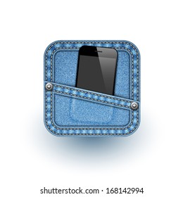 Jeans Texture with Mobile Phone. Vector eps10