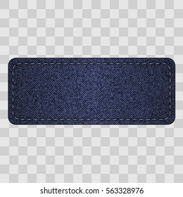Jeans texture square frame isolated on white background. Design element for flyers or banners. Monochrome fabric pattern