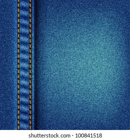 Jeans texture with stitch. Fabric blue denim background vector eps10 illustration. Raster file included in portfolio