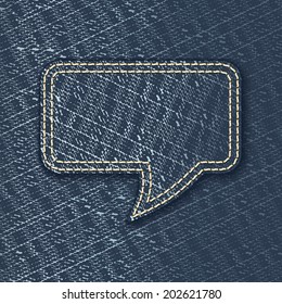 Jeans textured speech bubble - vector illustration