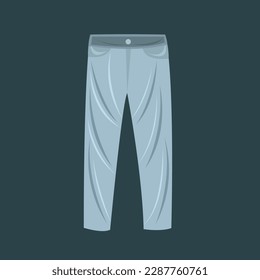 Ilustración vectorial plana de pantalones jeans. Dibujo vectorial de la moda de los pantalones de jeans escuetos para el diseño gráfico y el elemento decorativo