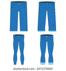 Conjunto de dibujos animados de Vector de jeans aislado sobre un fondo blanco.