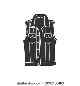 Jeans Vest Icon Silhouette Illustration. Rock Clothes Vector Graphic Pictogram Symbol Clip Art. Doodle Sketch Black Sign.