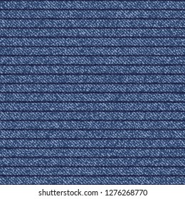Jeans Washed Indigo Striped Shirt background. Denim Seamless Vector Textile Pattern. Blue jeans cloth with Horizontal Stripes Repeating Pattern Tile. Father's Day Background. Men's Fashion Fabric