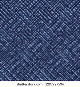 Jeans Washed Indigo Striped Shirt background. Denim Seamless Vector Textile Pattern. Blue Jeans Cloth with Chevron Stripes Repeating Pattern Tile. Father's Day Background. Men's Fashion Fabric