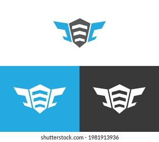 Letra JEC logotipo creativo con escudo