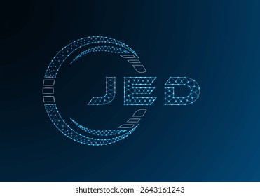 JED baixo design de vetor de logotipo de letra poli. JED design de logotipo poli inferior. Logotipo poli baixo.