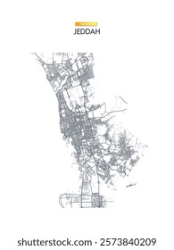 Jeddah administrative vector map. Tourist decorative street map.