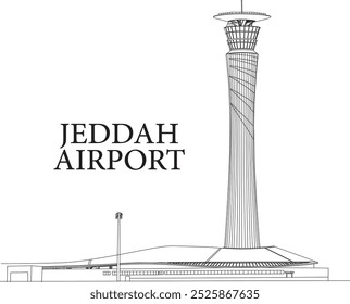 Jeddah Airport Illustration outline, travel