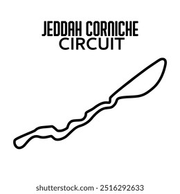 Circuito de Jeddah para automovilismo y automovilismo. Gran Premio de pista de carreras. Ilustración vectorial