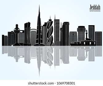 	
Jeddah city skyline, Saudi Arabia. Vector illustration