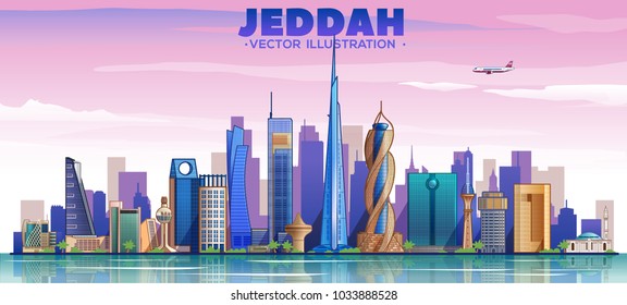 Jeddah city Skyline. Vector illustration