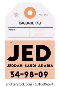 jeddah realistically looking airport luggage tag