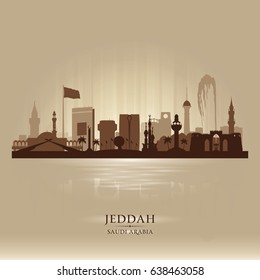 Jeddah Saudi Arabia city skyline vector silhouette illustration