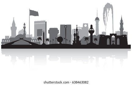 Jeddah Saudi Arabia city skyline vector silhouette illustration