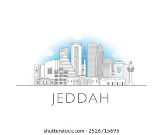 Ilustração do vetor da paisagem urbana de Jeddah