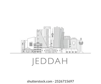 Ilustração do vetor da paisagem urbana de Jeddah