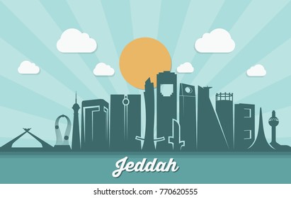 Jeddah skyline - Saudi Arabia - vector illustration