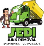 Jedi Junk Removal Cartoon Mascot Logo
