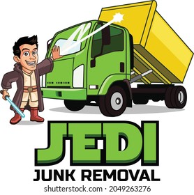 Jedi Junk Removal Cartoon Mascot Logo