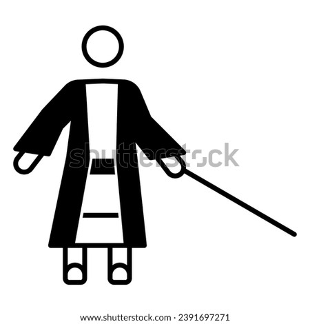Jedi Master Qui Gon Jinn solid icon, star wars concept, jedi with lightsaber vector sign on white background, glyph style icon for mobile concept and web design. Vector graphics