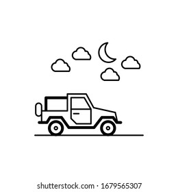 Jeep adventure in a clear sky line illustration