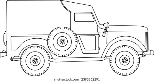 Jeep car line art for coloring book