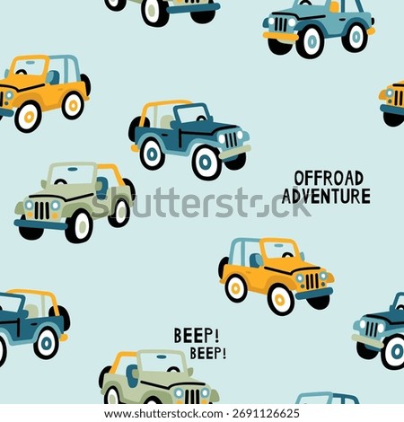 Jeep Car Seamless Pattern Set 