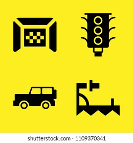 jeep, crampons, football and traffic light vector icon set. Sample icons set for web and graphic design