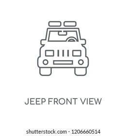 Jeep front view linear icon. Jeep front view concept stroke symbol design. Thin graphic elements vector illustration, outline pattern on a white background, eps 10.