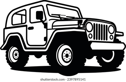 Icono de jeep ilustración vectorial negra